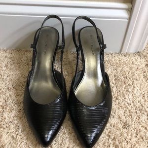 Women’s short heel sling back heel.